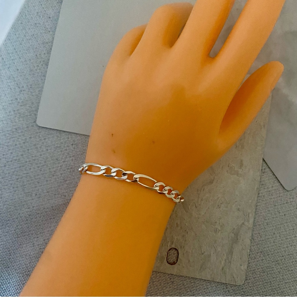 Solid Real 925 Sterling Silver Dainty Figaro Chai… - image 5